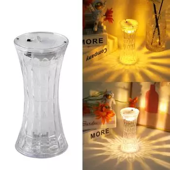 Хрустальная настольная лампа Розовая лампа с сенсорным управлением, светодиодные тумбочки для гостиной, спальни, декоративный светильник для праздничного ужина One Size белый