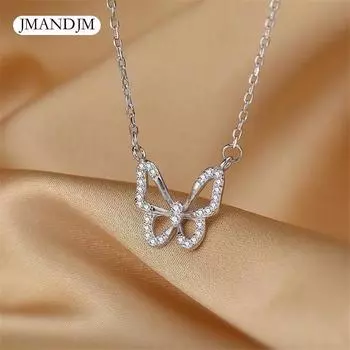 Хрустальная подвеска-бабочка, женское ожерелье, кулон, простая цепочка со стразами для девочек, ожерелье, колье, подарки для друзей серебряный