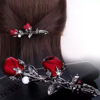 Хрустальная резинка для волос, изящная женская заколка со стразами, заколка в виде листьев, роза, аксессуары для волос, заколка для волос, женская уникальная 10
