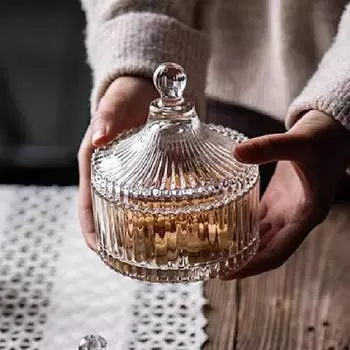 Хрустальная стеклянная банка для хранения, монгольская банка для конфет, европейская креативная коробка для хранения с крышкой, стеклянная бутылка, банка для свечей, украшение для дома