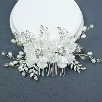 Хрустальная свадебная расческа для волос со стразами, расчески для невесты, белый цветок, боковые расчески для волос, головной убор в виде листа, свадебные аксессуары для волос для женщин и девочек белый