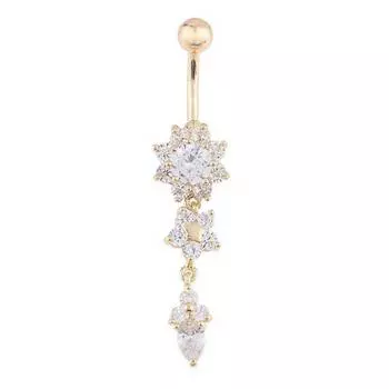 Хрустальное кольцо для тела, болтающийся мяч, штанга, кольцо для пупка, кольцо GD One Size золотой