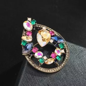 Хрустальное пальто Цветочные аксессуары Хрустальная винтажная дневная брошь Женская корейская нагрудная цветная брошь костюм