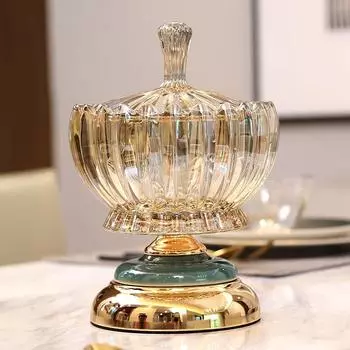 Хрустальное стекло, керамическая банка для хранения, домашняя гостиная, европейский свет, роскошный стол, банка для конфет, сухофруктов, десерта с украшением крышки