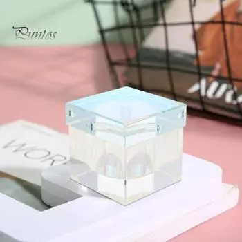 Хрустальное стекло на 1 унцию, чашки для тарелок с крышкой для дизайна ногтей, акриловый держатель для жидкой пудры, стеклянная банка, устойчивый к разливу, дизайн квадратного куба, уход за маникюром розовый