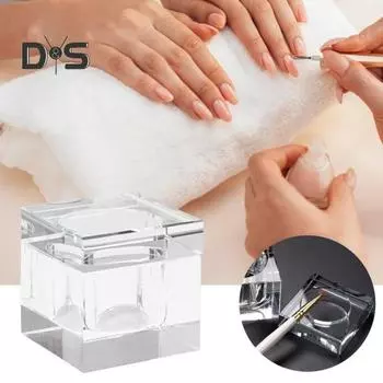 Хрустальное стекло на 1 унцию, чашки для тарелок с крышкой для дизайна ногтей, акриловый держатель для жидкой пудры, стеклянная банка, устойчивый к разливу, дизайн квадратного куба, уход за маникюром розовый