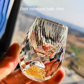 Хрустальные бокалы с золотой фольгой, хрустальные рюмки для водки, бокал для вина, двойная стеклянная чашка для вина для домашнего бара, роскошные чашки для ликера