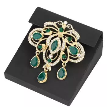 Хрустальные броши для женщин, булавки для кафтана золотого цвета белый