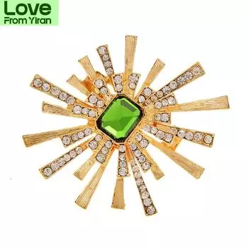Хрустальные броши-фейерверки для женщин, булавка со стразами, доступные цвета, аксессуары для пальто, костюма, высокое качество зелёный