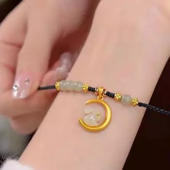 Хрустальные бусины, имитация нефрита, модные ювелирные изделия дружбы, женский браслет с кроликом, браслет в корейском стиле