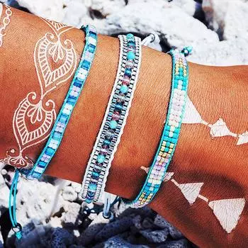 Хрустальные бусины Плетеная веревка Браслет-цепочка Богемные украшения Подарок на вечеринку