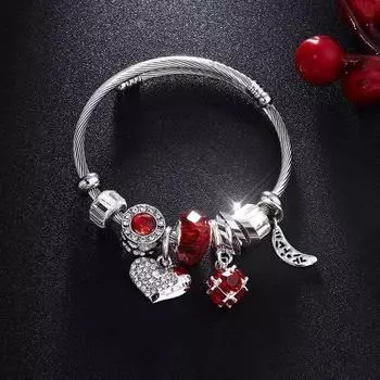 Хрустальные бусины в форме сердца, подвески «сделай сам», браслеты и браслеты, модные индийские ювелирные изделия, стальной браслет-цепочка красный