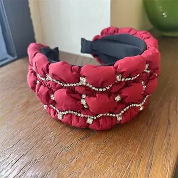 Хрустальные повязки на голову для женщин и девочек, мягкие, ювелирные украшения, цепочка со стразами, повязка для волос, ручная работа, ретро, бриллиантовые аксессуары для волос, красный, розовый