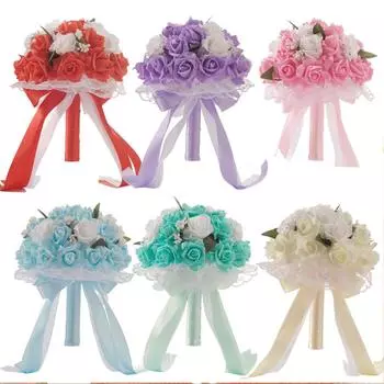 Хрустальные розы свадебный букет невесты свадебные цветы из искусственного шелка белый