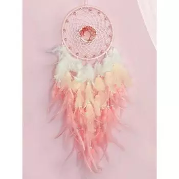 Хрустальные ручные колокольчики Ловец снов с перьями, подвесные украшения для комнаты, декор для гостиной, подарки на день рождения, украшение для дома розовый