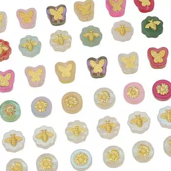 Хрустальные стеклянные бусины, бабочка, хризантема, пчела, свободные бусины-разделители для DIY браслета, ожерелья, изготовления ювелирных изделий 12mm 5pcs