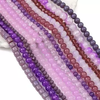 Хрустальные стеклянные бусины фиолетового цвета, свободные бусины для браслета, ожерелья, аксессуары для изготовления ювелирных изделий своими руками 04 8mm