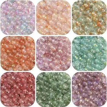 30/50 шт. хрустальные стеклянные бусины, пронизывающие лед чернила, ореол, окрашивающие посыпки, золотистые рассыпчатые разделительные бусины для изготовления ювелирных изделий 10mm 30pcs пастельные розовый