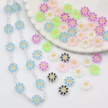 Хрустальные стеклянные бусины прозрачные расписанные вручную масляные капающие бусины-цветы для изготовления ювелирных изделий своими руками браслет ожерелье чёрный