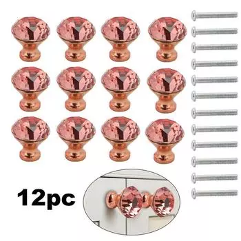 Хрустальные стеклянные дверные ручки K9, прозрачный шкаф, ящик, мебельный шкаф, 12 шт. золотистый