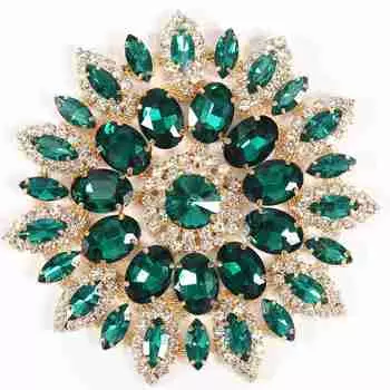 Хрустальные стеклянные стразы украшения своими руками одежда женские аксессуары 11 см(Зелёная Золотая База)