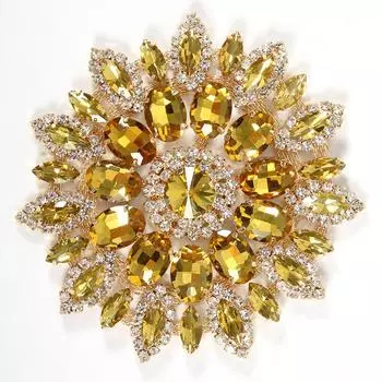 Хрустальные стеклянные стразы украшения своими руками одежда женские аксессуары 11 см(Желто-золотистая основа)
