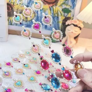 Хрустальные стразы для лица, татуировки, наклейки «сделай сам», одноразовые алмазные украшения для макияжа лица, акриловая наклейка, дрель, наклейка для телефона, глаз разноцветный