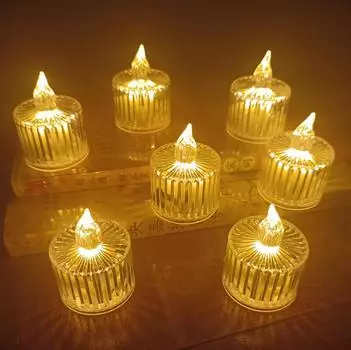 Хрустальные свечи светодиодные прозрачные беспламенные фонарики на батарейках ночники для свадьбы, дня рождения, Рождества, Хэллоуина, декора 3-Pack