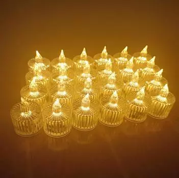 Хрустальные свечи светодиодные прозрачные беспламенные фонарики на батарейках ночники для свадьбы, дня рождения, Рождества, Хэллоуина, декора 3-Pack теплый белый