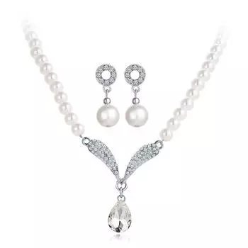 Хрустальные жемчужные ожерелья, подвески, бриллиантовые свадебные украшения, серьги, костюм из двух частей