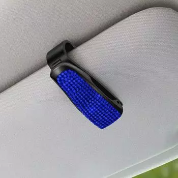 Хрустальный автомобильный солнцезащитный чехол для очков со стразами, крепление на солнцезащитный козырек, подарок, зажим для солнцезащитных очков, женский синий