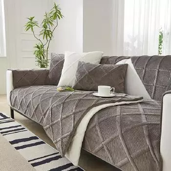 Хрустальный бархатный чехол для дивана, плюшевая подушка, утолщенный клетчатый чехол для дивана для гостиной, однотонный нескользящий диван, подлокотник, спинка, полотенце 70x70cm 1pcs хаки