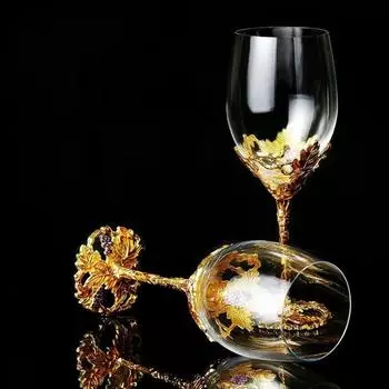 Хрустальный бокал, бокалы, золотой виноград, эмалированный бокал, бокал для красного вина, бокал для шампанского, бокал для виски, чашки, винтажные No Gift Box A(301-400ml)