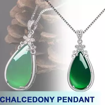 Хрустальный цветок, капля воды, нефритовый кулон, серебряная цепочка, ожерелье, женское ювелирное изделие, подарок