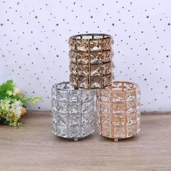 Хрустальный держатель для помады, органайзер для макияжа, ожерелье, туалетный столик, кисточка для макияжа, ювелирные изделия, жемчужный ящик для хранения, декоративные украшения серебряный