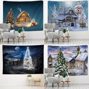 Хрустальный гобелен с рождественской елкой, рождественский художественный настенный гобелен, рождественский маяк, снежинка, подарок для комнаты 100x75cm