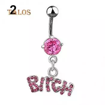 Хрустальный камень, хрустальный пупок, кольцо для пупка, штанга, брелок из хирургической стали прозрачный