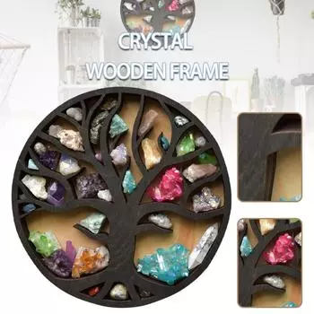 Хрустальный камень Стеллаж для выставки товаров Древо жизни Форма Хрустальная полка Стеллаж для выставки товаров Домашний офис Настенные полки Хрустальный держатель для камней коричневый