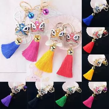 Хрустальный китайский фестиваль, автомобильный кулон, брелок, сумка, орнамент, брелок для танца льва, брелок с кисточкой чёрный