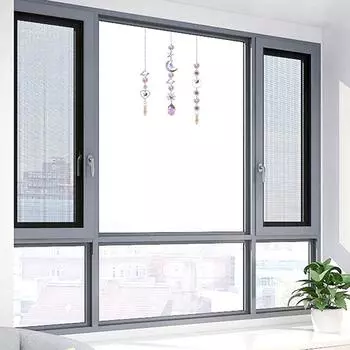 Хрустальный колокольчик Луны Ловец солнца Алмазные призмы кулон Ловец снов Радуга Chaser висячие капли домашний садовый декор Windchime светло-желтого