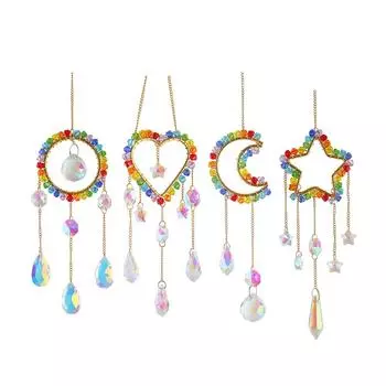 Хрустальный колокольчик ветра Луна Ловец солнца Алмазные призмы кулон Ловец снов Радуга Chaser Открытый домашний сад Декор Windchime Round