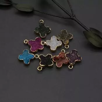 Хрустальный кулон из натурального камня крестообразный кулон для изготовления ювелирных изделий DIY ожерелье браслет аксессуар 16x16mm