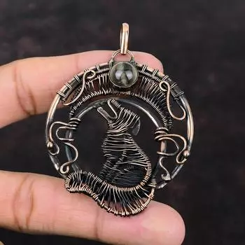 Хрустальный кварцевый кулон Медная проволока Кулон Красивые медные украшения Ручная работа Подвеска для собаки Подвеска из драгоценного камня Проволочная обмотка Ювелирные изделия для подарка