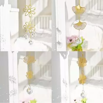 Хрустальный ловец солнца, перезвон ветра, геометрическая форма, неправильная форма листа, подвесной орнамент A