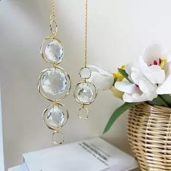 Хрустальный ловец солнца, подвесное украшение, создатель радуги, ловец света, хрустальный шар, призма для сада, наружный декор, декор окна, подарок