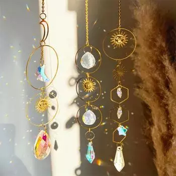Хрустальный ловец солнца, подвесные колокольчики, декор для сада на открытом воздухе, подвесные подвески для окон в стиле бохо, домашний декор в стиле деко, Hogar