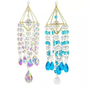 Хрустальный перезвон ветра, креативный хрустальный кулон с призмами, универсальный декор для дома и сада разноцветный