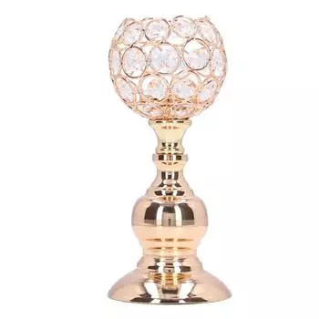 Хрустальный подсвечник с полым резным дизайном, элегантный стиль, гальванопокрытие, тонкая полировка