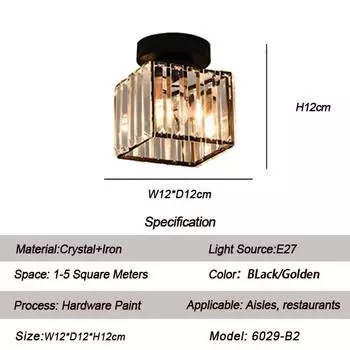 Хрустальный потолочный светильник, люстры для скрытого монтажа, хрустальный 8-каратный светодиодный мини-2-квадратный потолочный светильник BR чёрный