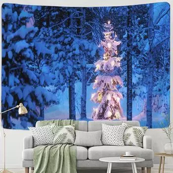 Хрустальный рождественский гобелен с изображением снежной сцены в стиле романтического колдовства для украшения дома в комнате 95x70cm